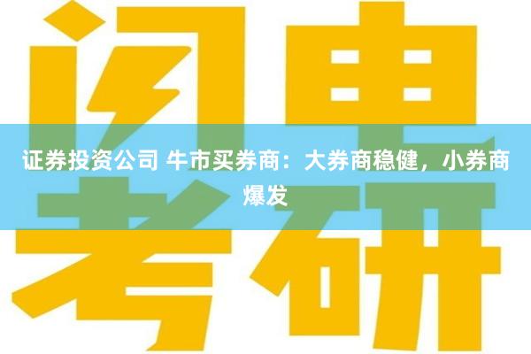 证券投资公司 牛市买券商：大券商稳健，小券商爆发