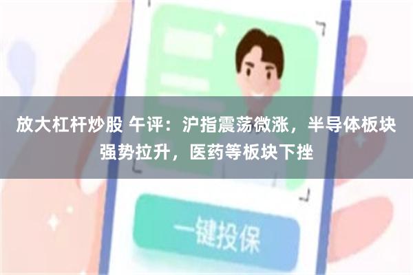 放大杠杆炒股 午评：沪指震荡微涨，半导体板块强势拉升，医药等板块下挫