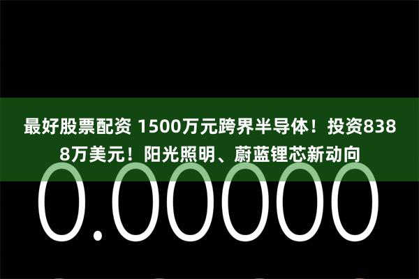 最好股票配资 1500万元跨界半导体！投资8388万美元！阳光照明、蔚蓝锂芯新动向