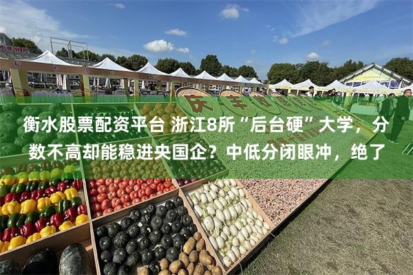 衡水股票配资平台 浙江8所“后台硬”大学，分数不高却能稳进央国企？中低分闭眼冲，绝了