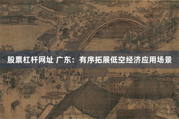 股票杠杆网址 广东：有序拓展低空经济应用场景