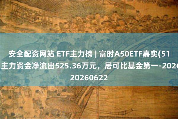 安全配资网站 ETF主力榜 | 富时A50ETF嘉实(512550)主力资金净流出525.36万元，居可比基金第一-20260622