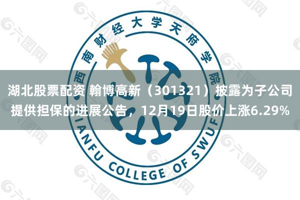 湖北股票配资 翰博高新(301321)披露为子公司提供担保的进展公告,12月19日股价上涨6.29%