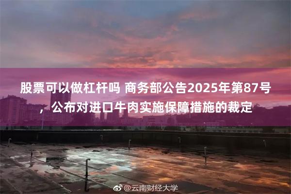 股票可以做杠杆吗 商务部公告2025年第87号，公布对进口牛肉实施保障措施的裁定