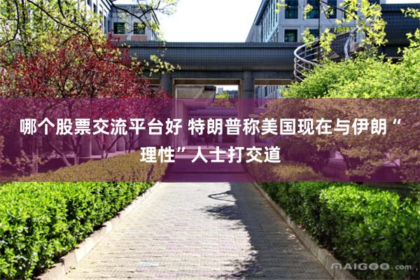 哪个股票交流平台好 特朗普称美国现在与伊朗“理性”人士打交道