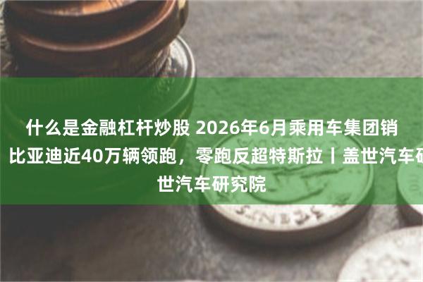 什么是金融杠杆炒股 2026年6月乘用车集团销量榜:比亚迪近40万辆领跑,零跑反超特斯拉丨盖世汽车研究院