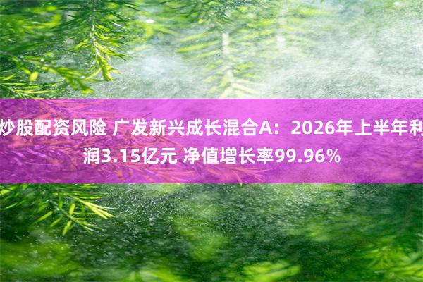 炒股配资风险 广发新兴成长混合A：2026年上半年利润3.15亿元 净值增长率99.96%
