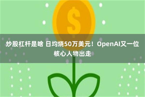 炒股杠杆是啥 日均烧50万美元！OpenAI又一位核心人物出走